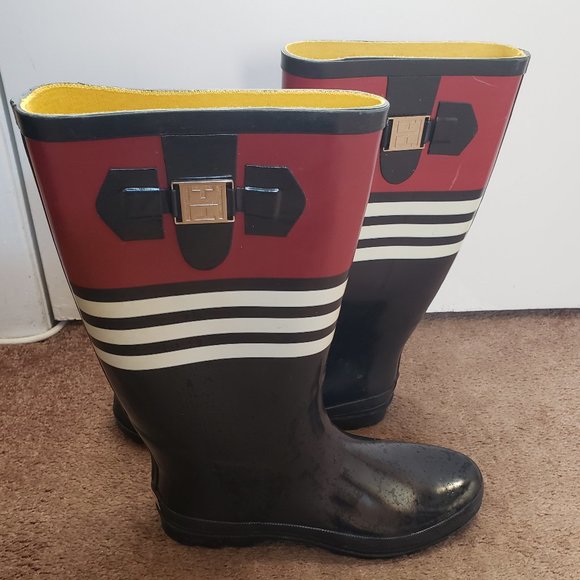 Tommy Hilfiger Women's  Red/White/Blue Tall Rain Boots - Picture 4 of 5